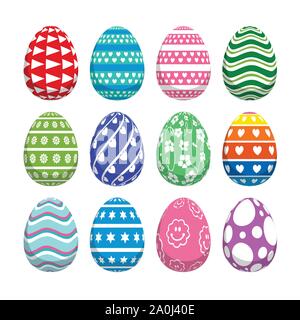 Easter set of decorative eggs Stock Vector