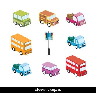 Set of isometric taxi Stock Vector