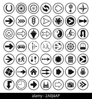 Arrows icons set of silhouettes Stock Vector