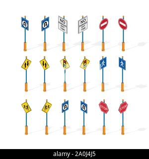 Isometric 3d set of road Stock Vector