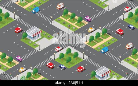 Seamless city map pattern Stock Vector