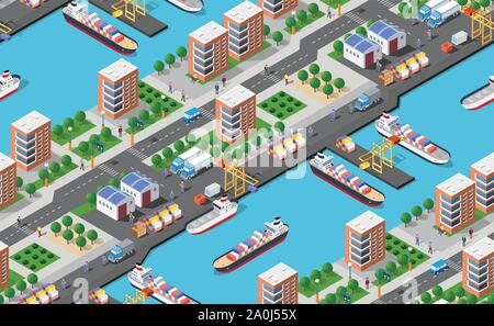 Seamless industrial city Stock Vector