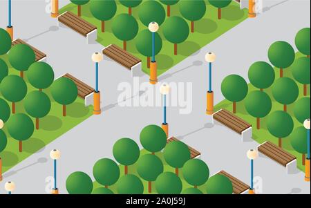 Park city with trees lawns Stock Vector