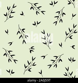 Monochrome seamless pattern with leaves Stock Vector