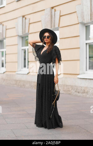 elegant black dress with hat LEONA Wedding Dress main image 0