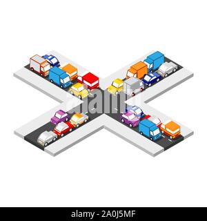 Isometric Crossroads intersection Stock Vector