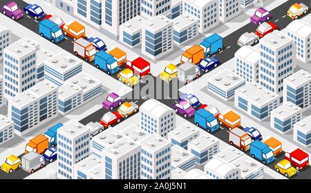 Isometric Crossroads intersection Stock Vector