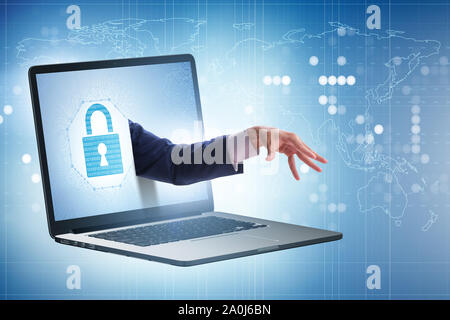 The hacker man trying to steal personal data Stock Photo