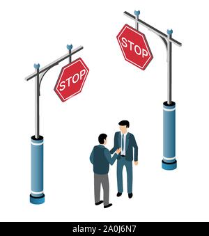 The isometric traffic signs Stock Vector