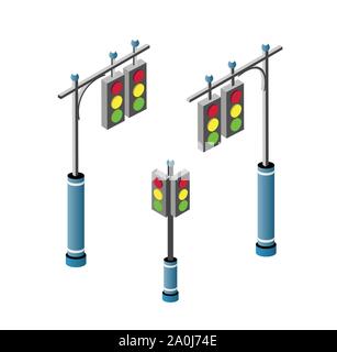 Set of isometric city road Stock Vector