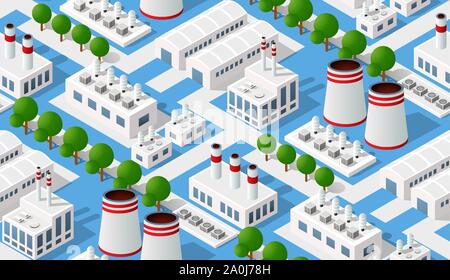 Seamless industrial pattern of the landscape Stock Vector