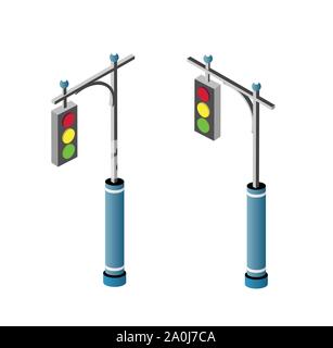 Set of isometric city road Stock Vector