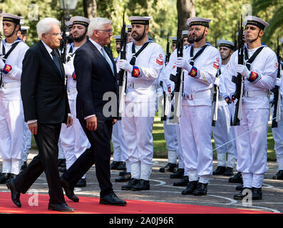 Neapel, Italy. 20th Sep, 2019. President Frank-Walter Steinmeier is bid farewell by Italian President Sergio Mattarella (l) at Villa Borbonica with a military ceremony. President Steinmeier and his wife are on a two-day state visit to Italy. Credit: Bernd von Jutrczenka/dpa/Alamy Live News Stock Photo