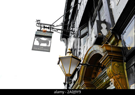 The ornate exterior of The Old Black Bull on Friargate in Preston City centre Stock Photo