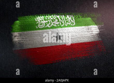 Somaliland Flag Made of Metallic Brush Paint on Grunge Dark Wall Stock Photo