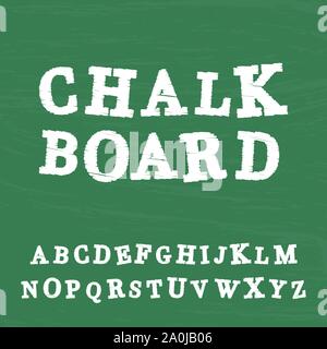 Font pencil vintage alphabet drawing with chalk on chalkboard background. Stock Vector