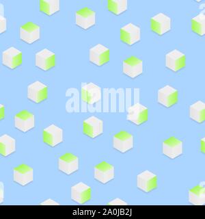 Abstract seamless pattern from the isometric cubes. Stock Vector