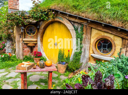 MATAMATA, NEW ZEALAND - OCTOBER 10, 2018: Hobbit House, Hobbiton Movie Set Stock Photo
