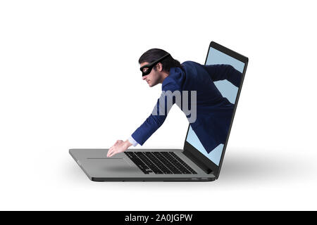 The hacker man trying to steal personal data Stock Photo