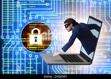 The hacker man trying to steal personal data Stock Photo