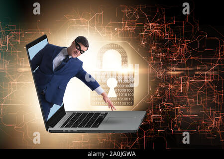 The hacker man trying to steal personal data Stock Photo