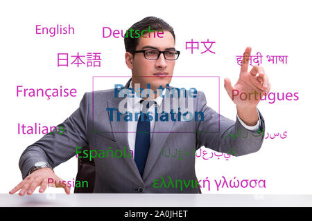 The concept of real time translation from foreign language Stock Photo