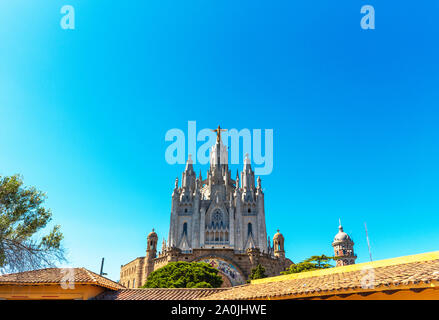 Temple of the Sacred Heart of Jesus, Barcelona, Catalonia, Spain. Copy space for text. Stock Photo