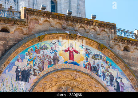 Painting on the Temple of the Sacred Heart of Jesus on Tibidabo mountain, Barcelona, Catalonia, Spain Stock Photo