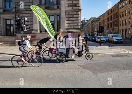 Glasgow, Scotland, UK. 20th September, 2019. Protesters leave George Square on bikes after they attend the Global Climate Strike demonstration to demand action on the world's climate crisis. Credit: Skully/Alamy Live News Stock Photo