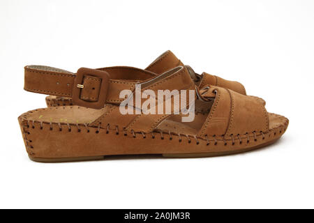 A Pair of Brown Suede; Sandals Stock Photo