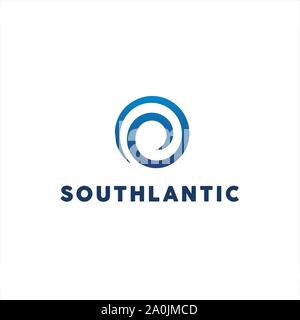 Blue Swirl Wave with Line Art Stock Vector