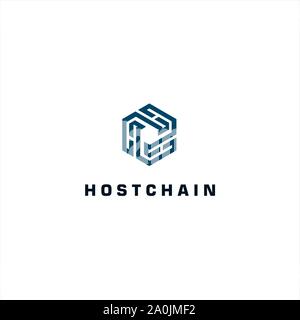 Initial Hexagon With Letter H for bit coin Stock Vector
