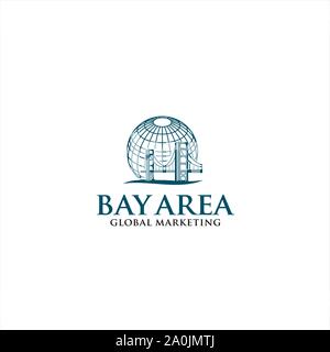 Global Globe Golden Gate Bridge San Francisco Stock Vector