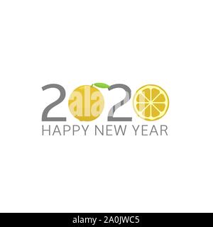 2020 Happy New Year orange icon Stock Vector