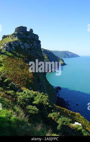 View along the dramatic North Devon coast towards Bull Point from ...
