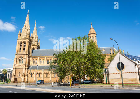 Adelaide, Australia - March 16, 2017. Exterior view of St Peter’s Cathedral in Adelaide on the corner of Pennington Terrace and King William Road Stock Photo