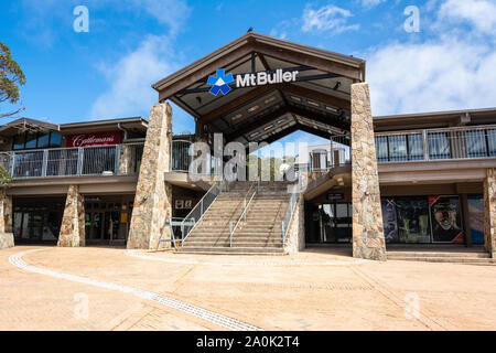 Mt Buller, Victoria, Australia – March 23, 2017. Modern building in Village Square in Mt Buller, VIC, hosting commercial properties and access to the Stock Photo