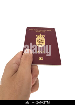 Danish passport on the white background Stock Photo