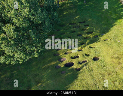 Lilia defensive pits at Rough Castle fort on the Antonine Wall Stock Photo