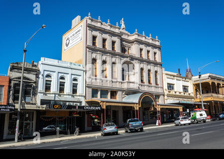 Ballarat, Victoria, Australia - March 8, 2017. Street view on Sturt Street in Ballarat, VIC, with Victorian buildings and cars. Stock Photo