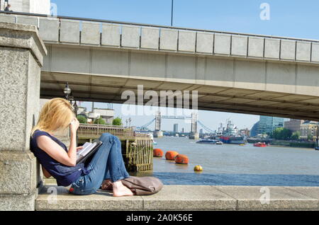 young woman studying in london Stock Photo