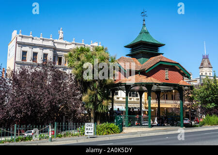 Ballarat, Victoria, Australia - March 8, 2017. Street view on Sturt Street in Ballarat, VIC, with a bandstand erected in as a memorial to the bandsmen Stock Photo