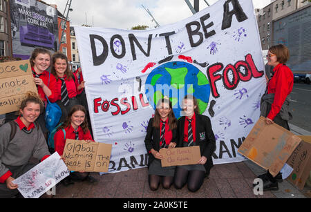 Cork City, Cork, Ireland. 20th September, 2019. Students from Bandon Grammer School who took part in the 20th Global Climate Strike that was held in Cork City, Ireland. Credit: David Creedon/Alamy Live News Stock Photo
