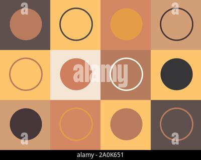 Modern abstract geometric shapes composition in terracotta , black and white tones with squares and circles . Design in Scandinavian style Stock Vector