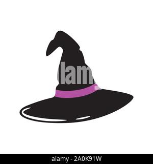 Witch hat vector illustration. Cartoon style halloween object. Stock Vector