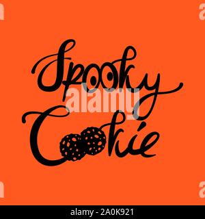 Spooky Cookie Halloween text tshirt illustration. Stock Vector