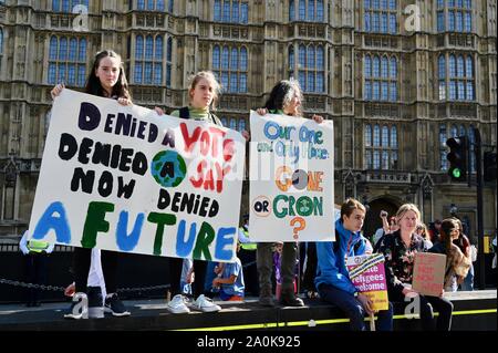 Global Strike for Climate Change. School Children and Students took part in the Global Strike for Climate Change, Houses of Parliament, Westminster, London. UK Stock Photo