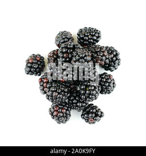 Concept of healthy food. Blackberries isolated on white background. Top view. Stock Photo