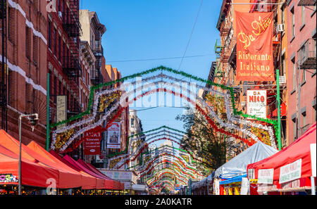 Little Italy, New York - September 19, 2019: The 93rd celebration of the Italian-American festival the Feast of San Gennaro. Stock Photo