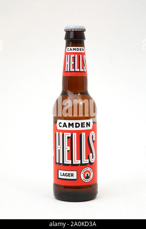 A Bottle of Camden Hells Lager from Camden Town Brewery Stock Photo